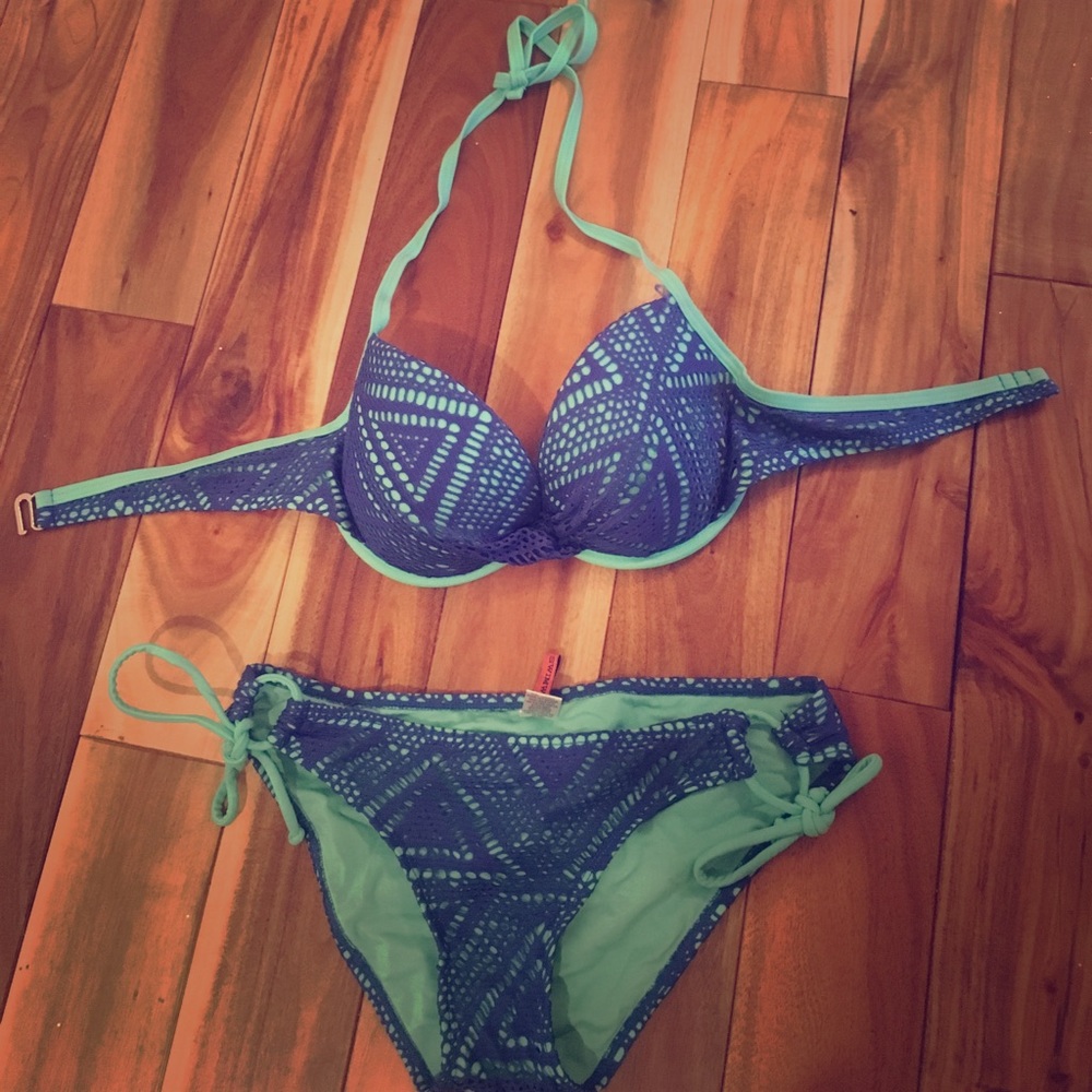 Blue lace bikini